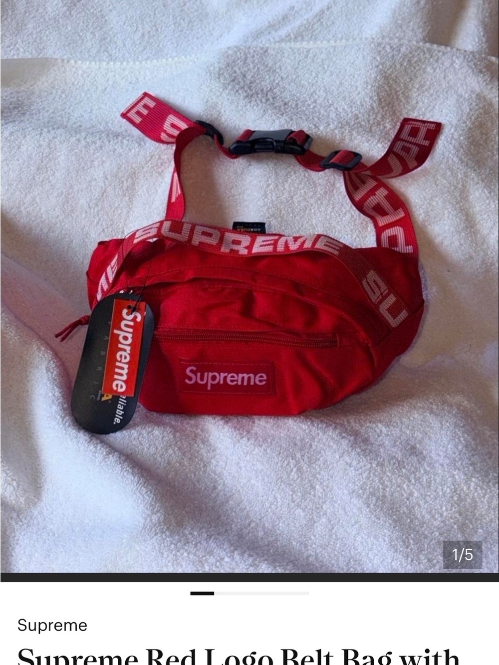 Supreme Red Logo Belt Bag with Branded Strap